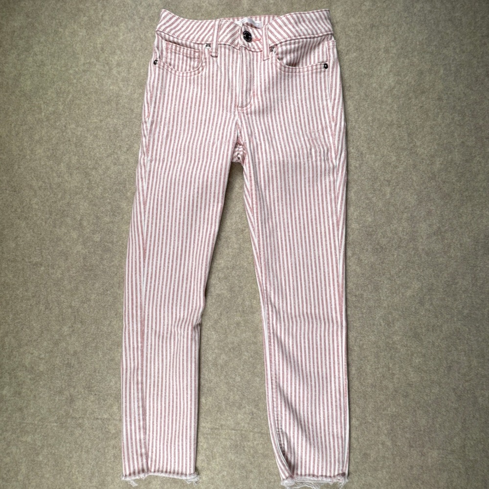 LC Lauren Conrad Pink and White Striped Skinny Jeans